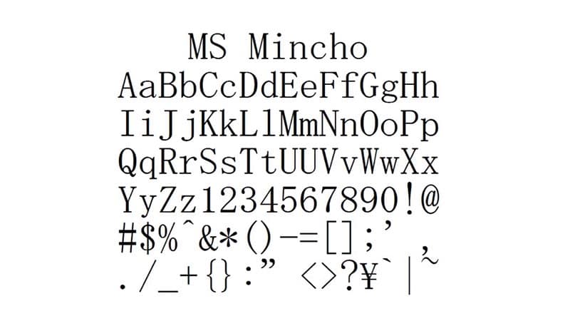 MS Mincho Font Free Download
